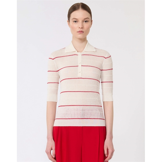 Max Mara Studio MSTGALLO Polo T-Shirt, White/Red